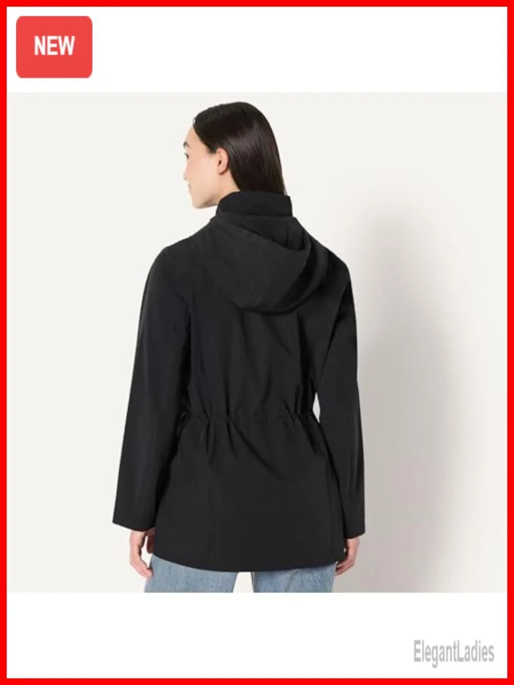 Women's Lightweight Waterproof Hooded Rain Jacket Relaxed Fit Long Sleeve Anorak